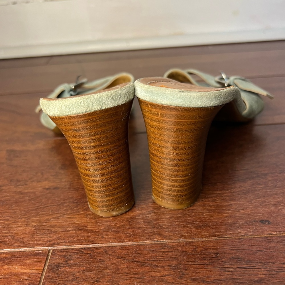 Coach vintage Neena suede Aquamarine slide buckle sandal wedge Women’s size 8.5 - Picture 6 of 16